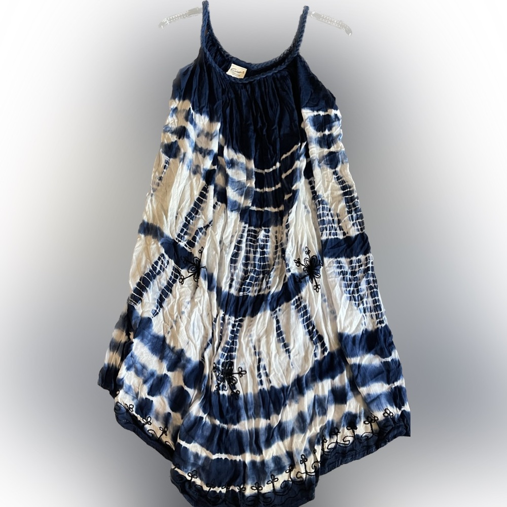 Beach Tie Dye Coverup/Dress with Charm Scarf OSFA NWT 100% Rayon